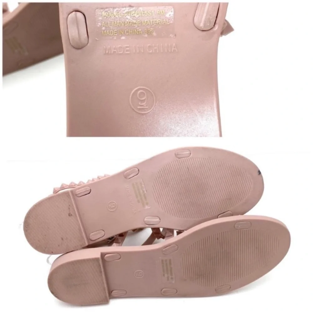 STEVE Madden Transport Blush Travel Jelly Flat Sandals in Nude Beige Size 9 - Picture 11 of 11